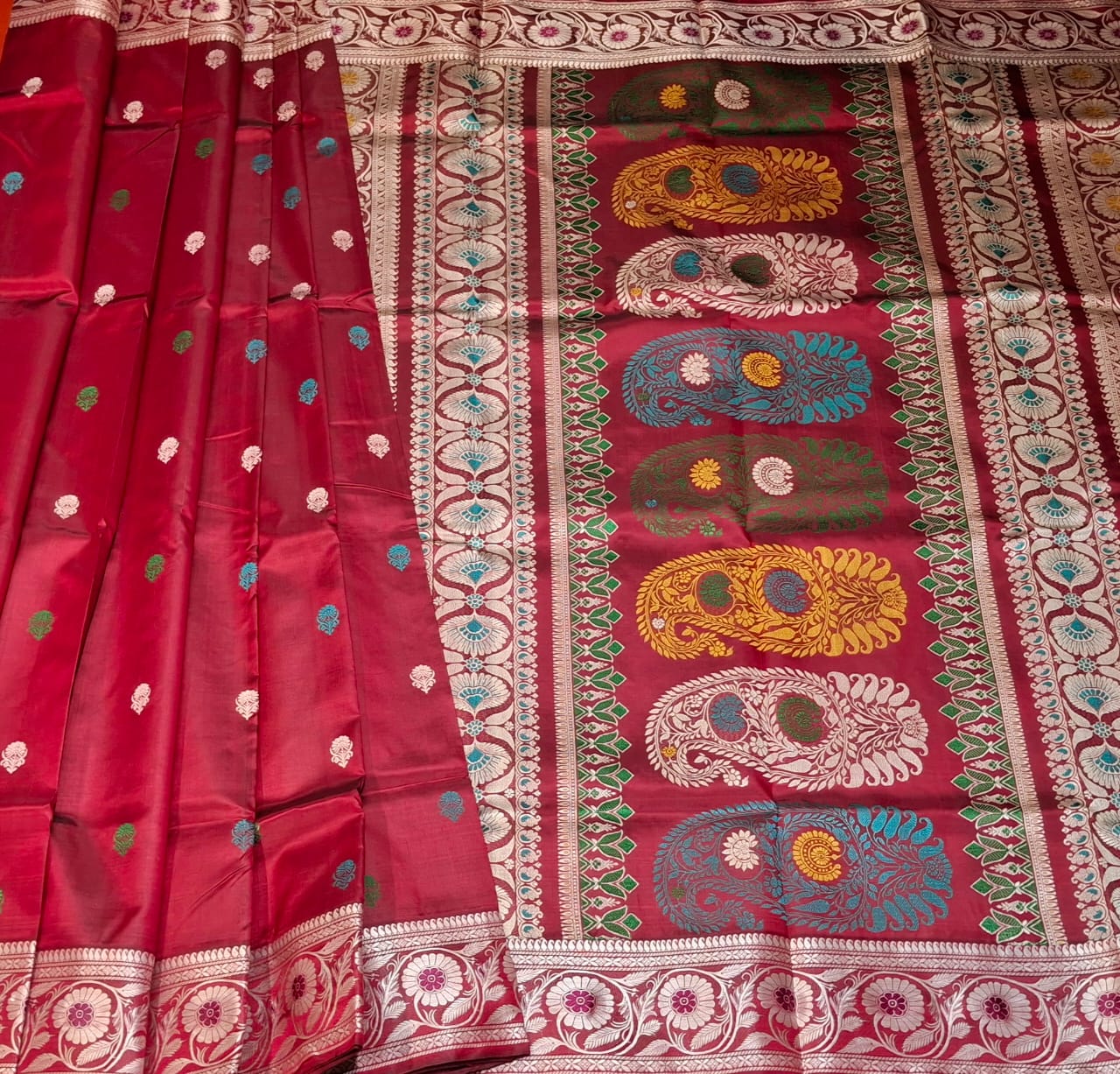 Revival Baluchari Color Maroonish red Revival Baluchari Color Maroonish red