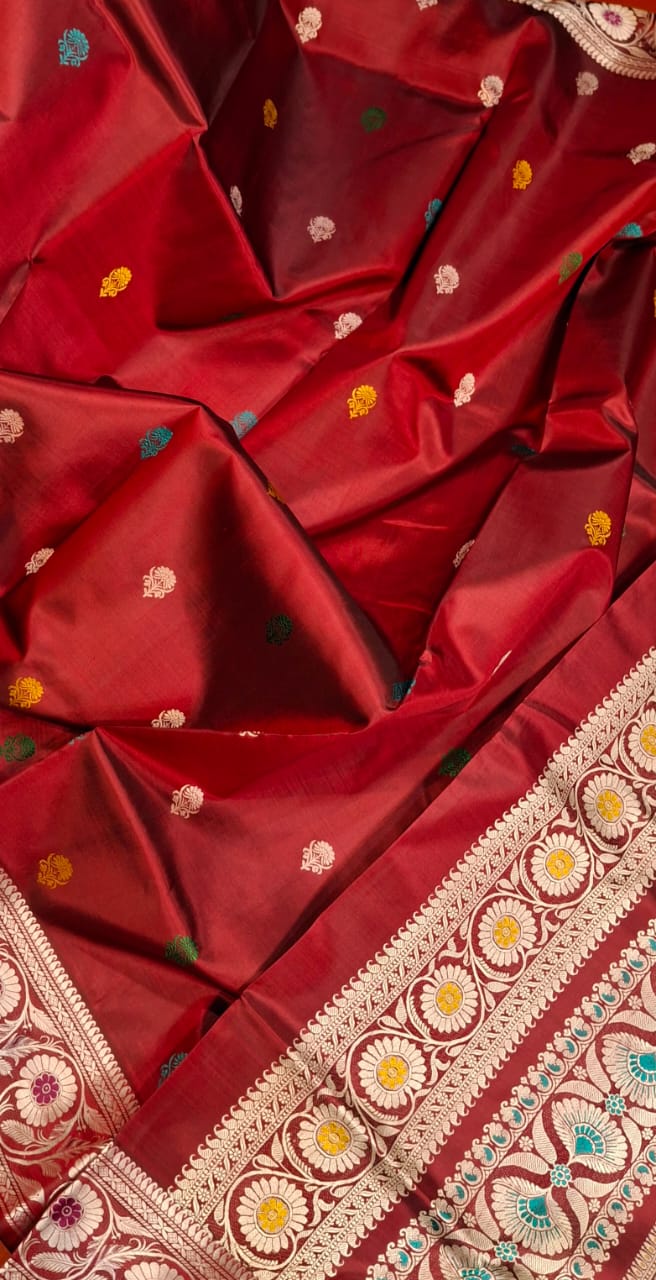Revival Baluchari Color Maroonish red Revival Baluchari Color Maroonish red