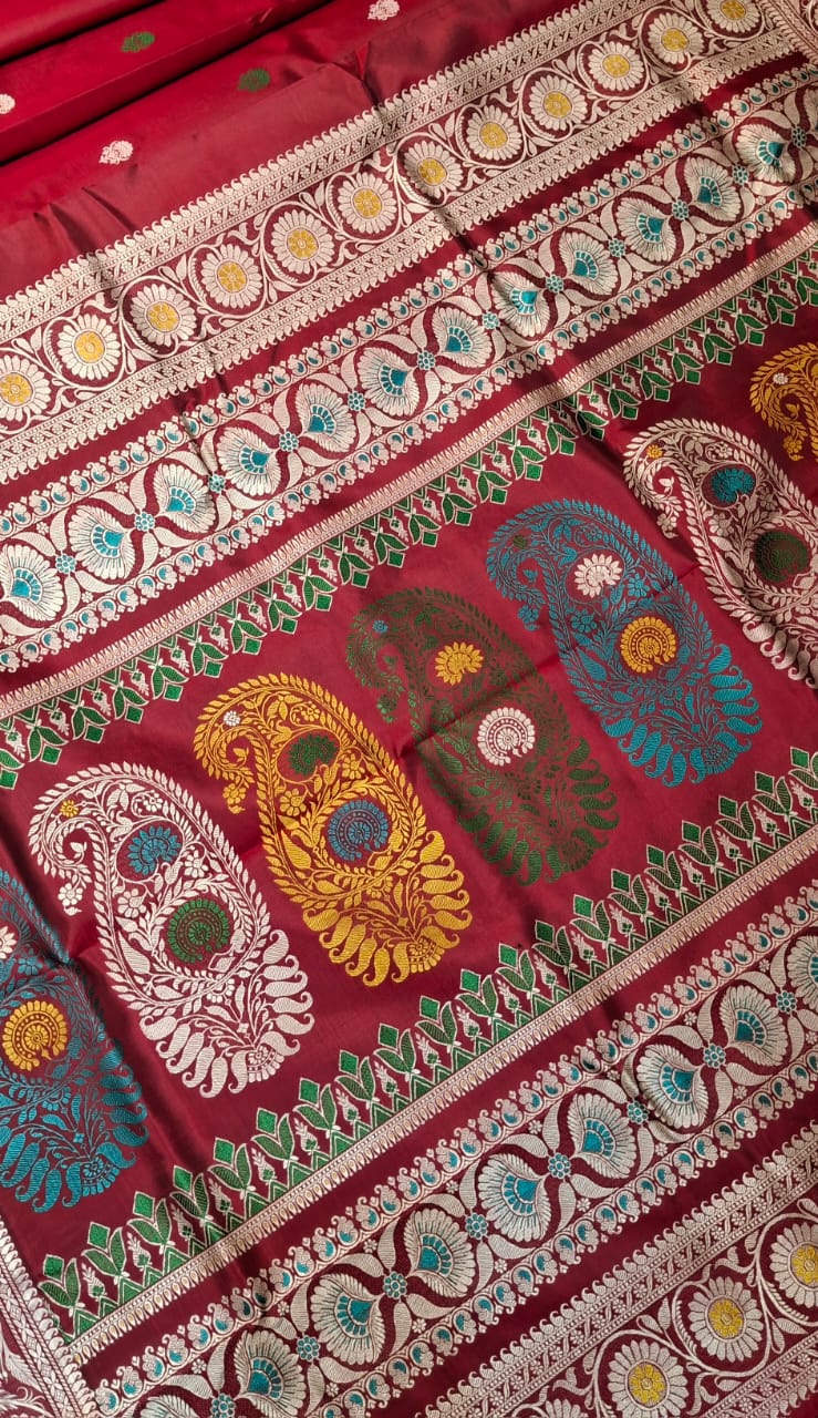 Revival Baluchari Color Maroonish red Revival Baluchari Color Maroonish red