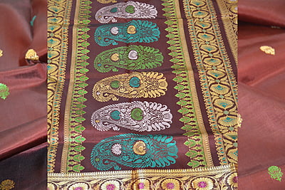 Chocolate pure Katan silk Semi revival Baluchari