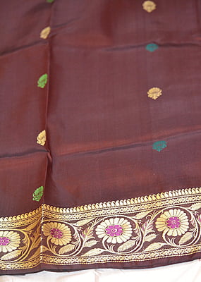 Chocolate pure Katan silk Semi revival Baluchari
