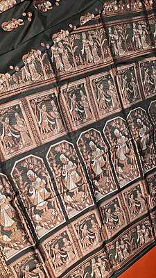 Color Jet black with copper colour zari figure motif Swarnachari saree Color Jet black with copper colour zari figure motif Swarnachari saree