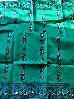 Sea green color meena work pure Mulberry silk Baluchari Sea green color meena work pure Mulberry silk Baluchari